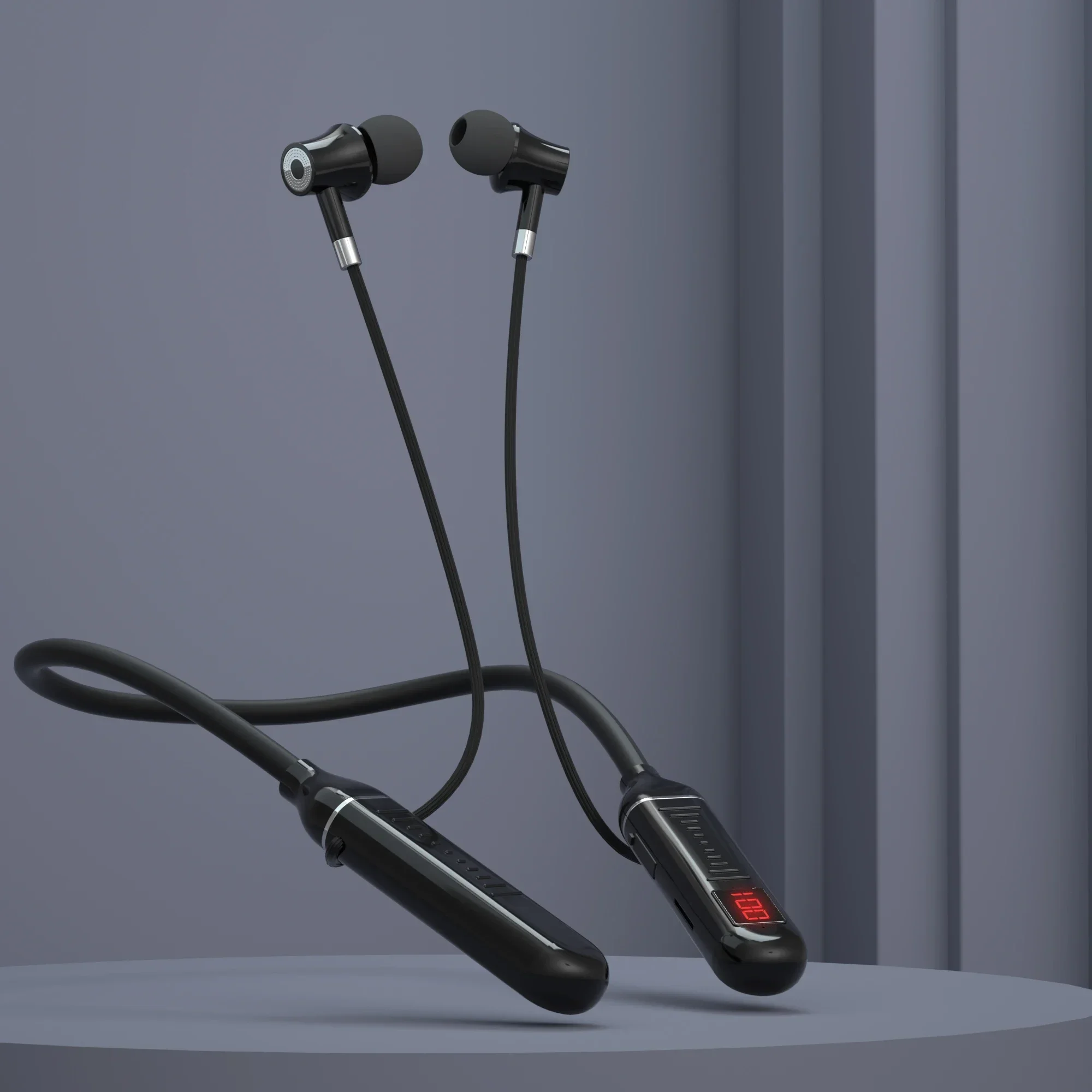 Neckband Headphones Gaming LED Display Stereo Sports Headset Halter Waterproof Magnetic Earbuds - Image 7